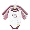 Hudson Baby Infant Girl Cotton Long-Sleeve Bodysuits, Plum Wildflower 5 Pack - image 2 of 4