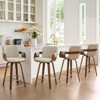 Bekrvio 26" Swivel Counter Stools with Back & Arms, Faux Leather Mid-Century Bar Stools for Kitchen Island, Walnut Frame, Set of 1/2/3/4 - 2 of 4