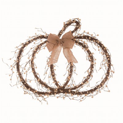Transpac Natural Fiber 24 in. Brown Autumn Berry Pumpkin Shaped Decor