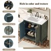 Vintage Bathroom Vanity With Ceramic Sink,Bathroom Storage Cabinet With Adiustable Shelves,Rubber Wood Legs And Antique Handles -Maison Boucle - 3 of 4