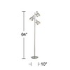 360 Lighting Trac Modern 64" Tall Standing Floor Lamps Set of 2 Lights Tree-Style 3-Light Adjustable Silver Metal Brushed Steel Finish Living Room - 4 of 4
