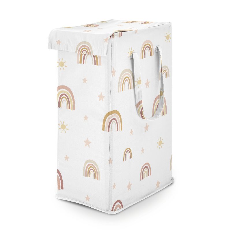 Sweet Jojo Designs Girl Foldable Laundry Hamper with Handles Boho Rainbow Pink Yellow and Beige, 1 of 7