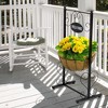Sorbus Welcome Planter Basket Stand with Coco Liner, Stylish Flower, Plant, and Outdoor decor for Home, Garden, Patio, Deck, Black Metal - 2 of 4