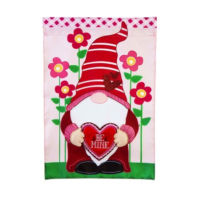 Valentine Gnome Applique Garden Flag