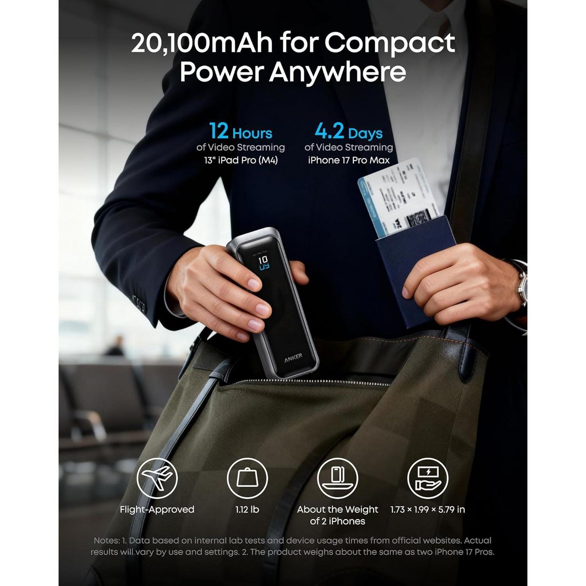 Anker Prime Power Bank, 20,100mAh 3-Port Portable Charger 220W Max Output, Two-Way Charging, TSA-Approved, App Control, for MacBook, iPhone 17 / 16 - thumbnail 3