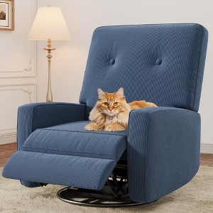 GustoWave Recliner Chair,360° Swivel Rocking Glider Chair for Adults with Adjustable Backrest & Footrest,Cozy Corduroy Upholstered Armchair, Pink - 1 of 4