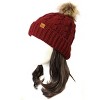 Wrapables Cable Knit Faux Fur Pom Pom Beanie, Mommy & Me Set Burgundy - 2 of 4