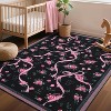 Floral Bow Rugs , Rug for Living Room with Soft Low Pile, Blue Washable Area Rug for Nursery Kids Dorm Playroom - 3 of 4