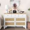 7 Drawer Dresser for Bedroom, 47.3" Wide Natural Rattan Chest of Drawers, Wood Boho Clothing Storage Organizer, Dresser TV Stand Cabinet - 3 of 4