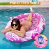 Joyfy Inflatable Pool Floats Lounger, Pool Floaties for Adults Floaty Chair with Cup Holders & Backrest for Sunbathing Water Party, Tropical Leaves - 2 of 4