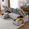 111.8" Convertible U-Shaped Sectional Sofa with Pull-Out Bed, Storage Chaise Lounges, USB Ports & Cup Holders - 2 of 4