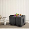 Tangkula Cat House Litter Box Pet Cat Washroom Nightstand Cat Storage Bench Coffee/Black - 4 of 4