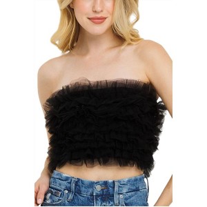 Women's Ruffled Tulle Tube Top - BETTER BE - 1 of 3