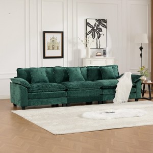 3 Seats Wider Armrest Chenille Modern Sectional Couch with Ergonomic Design and Flexible Modular - 1 of 4