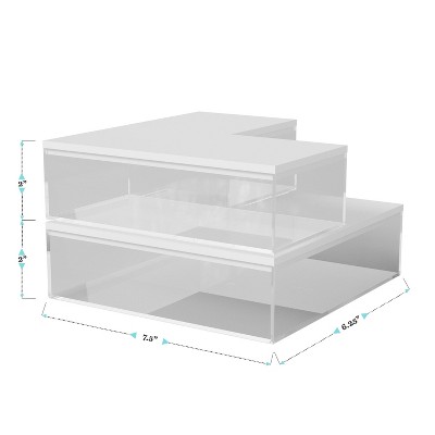 Clear and White Stackable Plastic Storage Bins with Wood Lids, 3-Pack