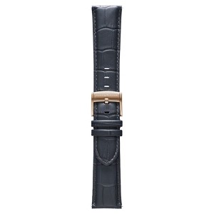 Pininfarina 22mm Croco Pattern Italian Leather Watch Strap – Dark Grey Croco Pattern with Rose Gold Buckle - 1 of 1