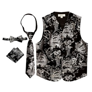 Gioberti Boy's 4pc Paisley Vest Set - 1 of 4