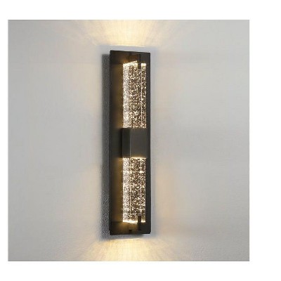 KAISITE LED Dimmable Crystal Wall Sconce Black Flush Mount Wall Lamp
