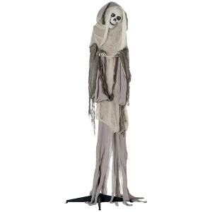 NAYSAYE Halloween Animated Skeleton Witch Decoration Outdoor Prop with Motion and Sound for Garden Lawn and Party Display, Gray, 14.58"*9.06"*19.7" - 1 of 4