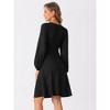 Allegra K Women's A-Line Long Sleeve Criss Cross Textured V Neck Dress - 3 of 4
