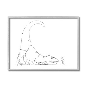 Stupell Industries Dinosaur T-Rex and Boy Line Drawing Minimal - 1 of 4