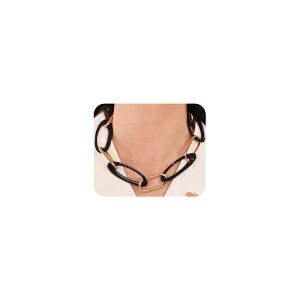 Statement Choker Necklace for Women - Black Chunky Oval Acrylic Bead Paperclip Chain, Gothic Halloween Jewelry - 1 of 4