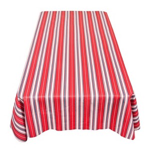 Carnation Home Fashions "Patriotic Stripe" Vinyl Flannel Backed Tablecloth - Red/White/Blue - 1 of 4