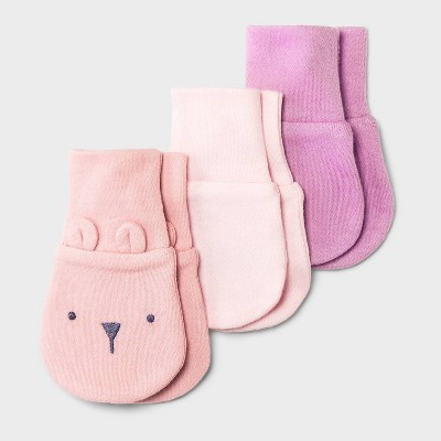 Baby Girls' 3pk Cotton Mittens - Cloud Island™ Pink