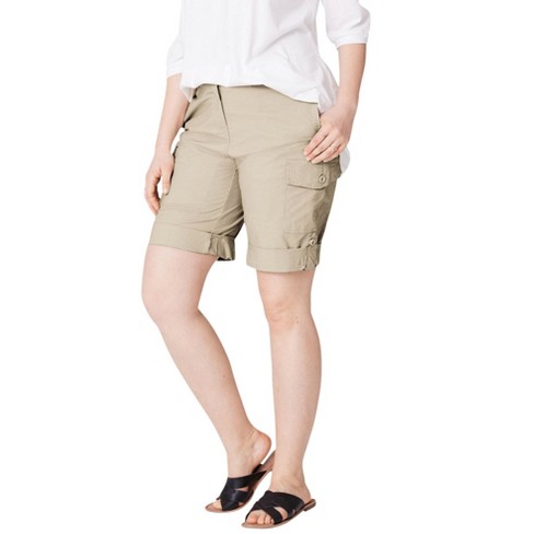 Ellos Women's Plus Size Convertible Cargo Shorts - 10, Beige : Target