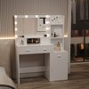YONWAY 3 in 1 Vanity Desk with Plip Top Mirror, 3 Drawers & Cushion Stool Vanity Table Set, for Bedroom - 4 of 4