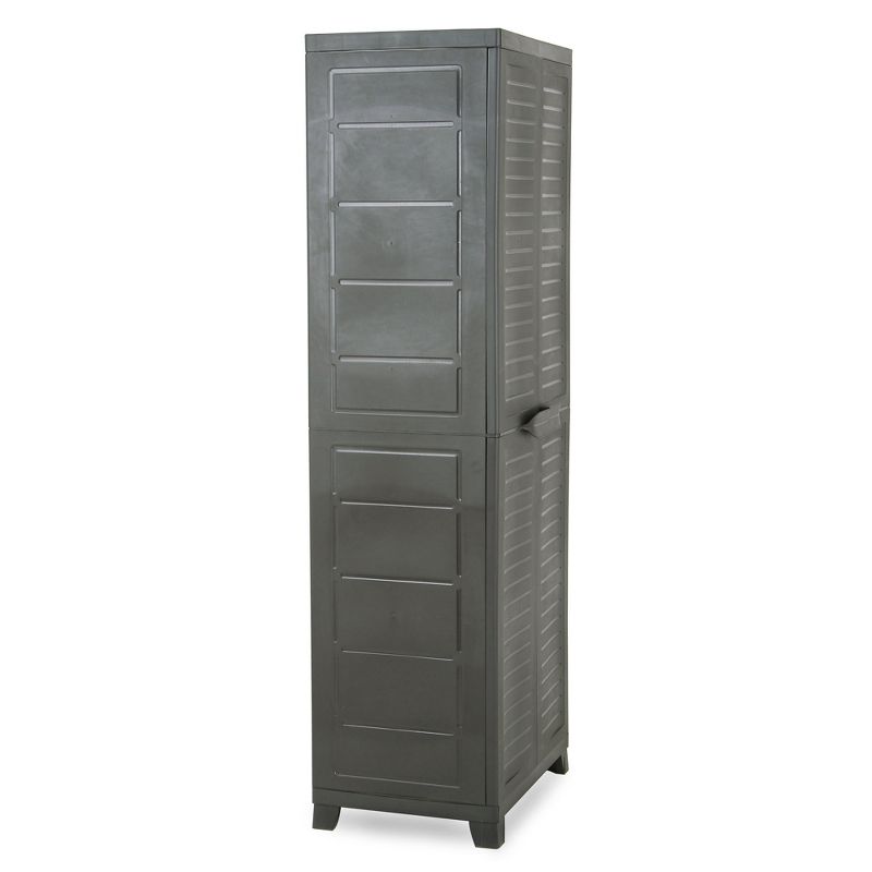 RAM Quality Products ELITE Heavy Duty Plastic Adjustable Storage Utility Cabinet with Lockable Double Doors, Anthracite Gray, 3 of 7