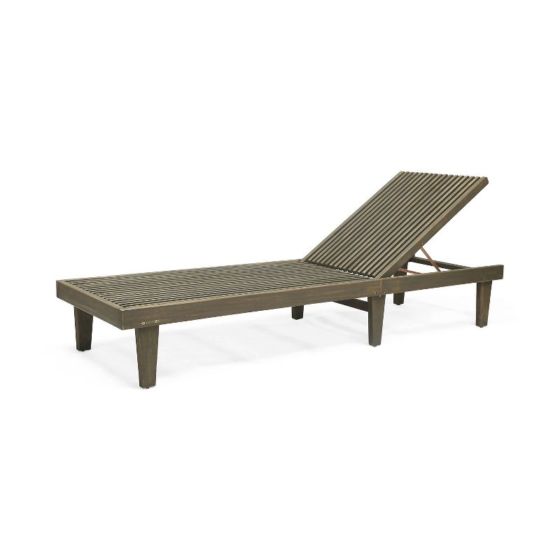 Nadine Wood Patio Chaise Lounge Chair Gray - Christopher Knight Home, 1 of 8