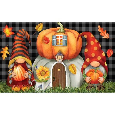 Fall Pumpkins Sage Welcome Door Mat