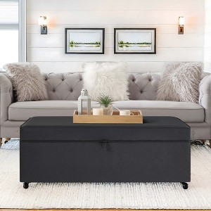 NicBex Modern 45" Linen Fabric Storage Bench with Wheels for Bedroom and Living Room - 1 of 4