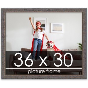 PosterPalooza | Textured Grey Picture Frame - UV Acrylic, Backing Board, Hanging Hardware Included - 1 of 4