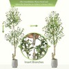 Tall Faux Olive Tree，5/6/7ft（60/72/84in） Tall Faux Olive Tree with White Planter and Green Fake Moss , 1 o r 2 Pack - 4 of 4