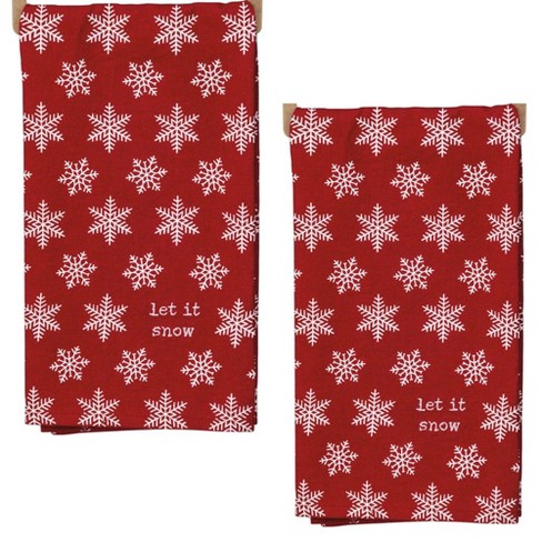 Decorative Towel Let It Snow Set/2 Kitchen - Set Of Two Dish Towels 26  Inches - Snowflakes - 107116. - Cotton - Red : Target