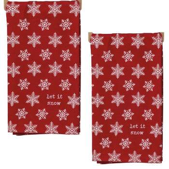 Decorative Towel Let It Snow Set/2 Kitchen  -  Set Of Two Dish Towels 26 Inches -  Snowflakes  -  107116.  -  Cotton  -  Red