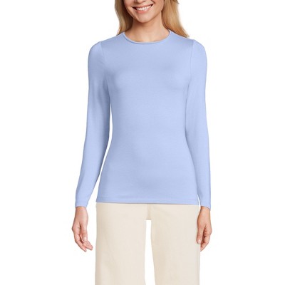 Lands' End Women's Plus Size Lightweight Jersey Skimming Long Sleeve Crew Neck T-shirt