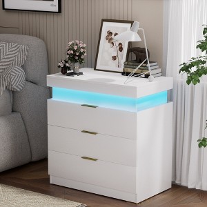 Bella Depot 28.8''W Nightstand with Drawers,Modern End Side Table,Sliding Top - 1 of 4