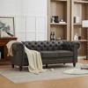 HYLEORY 84" Leather Chesterfield Sofas for Living Room, Rolled Arm 3-Seater Large Couch Deep Button Nailhead Tufted Couches for Office Apartment - 4 of 4