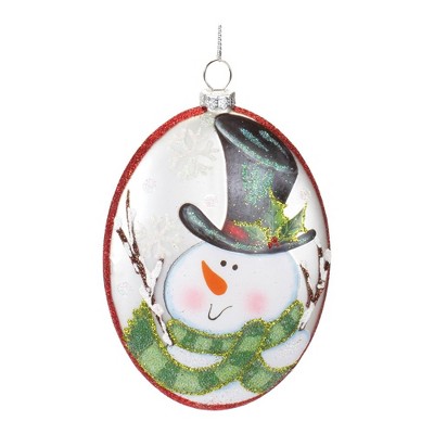 Melrose Glass Snowman Disc Ornament (Set of 12)