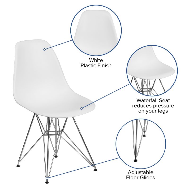 Flash Furniture Elon Series Plastic Chair with Chrome Base, 4 of 12
