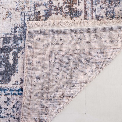 Hand-Knotted Blue Synthetic 6' x 9' Rectangular Area Rug