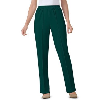 Woman Within Plus Size Petite Knit Hassle-Free Pull-On Elastic-Waist Pants, Women's, Size: 36 Plus Petite, Green