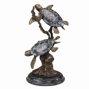 SPI Home Large Sea Turtle Duet Brass Marine Life Sculpture 15 Inches Tall - 1 of 3