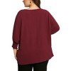 Agnes Orinda Women's Plus Size Chiffon Crew Neck Batwing Ruffle Long Sleeve Casual Blouses - 4 of 4