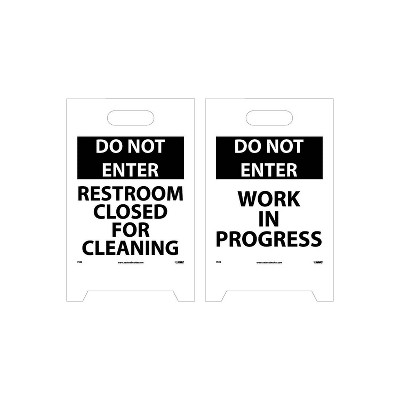 National Marker Floor Signs; Dbl Side Do Not Enter Restroom Closed For Cleaning Do Not Enter Work In