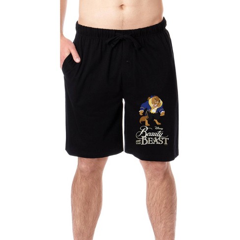 Disney Mens Beauty and the Beast Title Princess Movie Sleep Pajama Shorts L Black