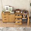 Storage Cabinet with 3 Drawers & Adjustable Shelf, Mid Century Cabinet with Door, Accent Cabinet for Living Room, Home Office, Entryway, Gray - 3 of 4